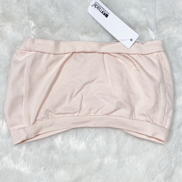 ❗️LAST 1❗️ NWT LA Made Cotton Bandeau Bralette in Light Pink Size S - Picture 2 of 3